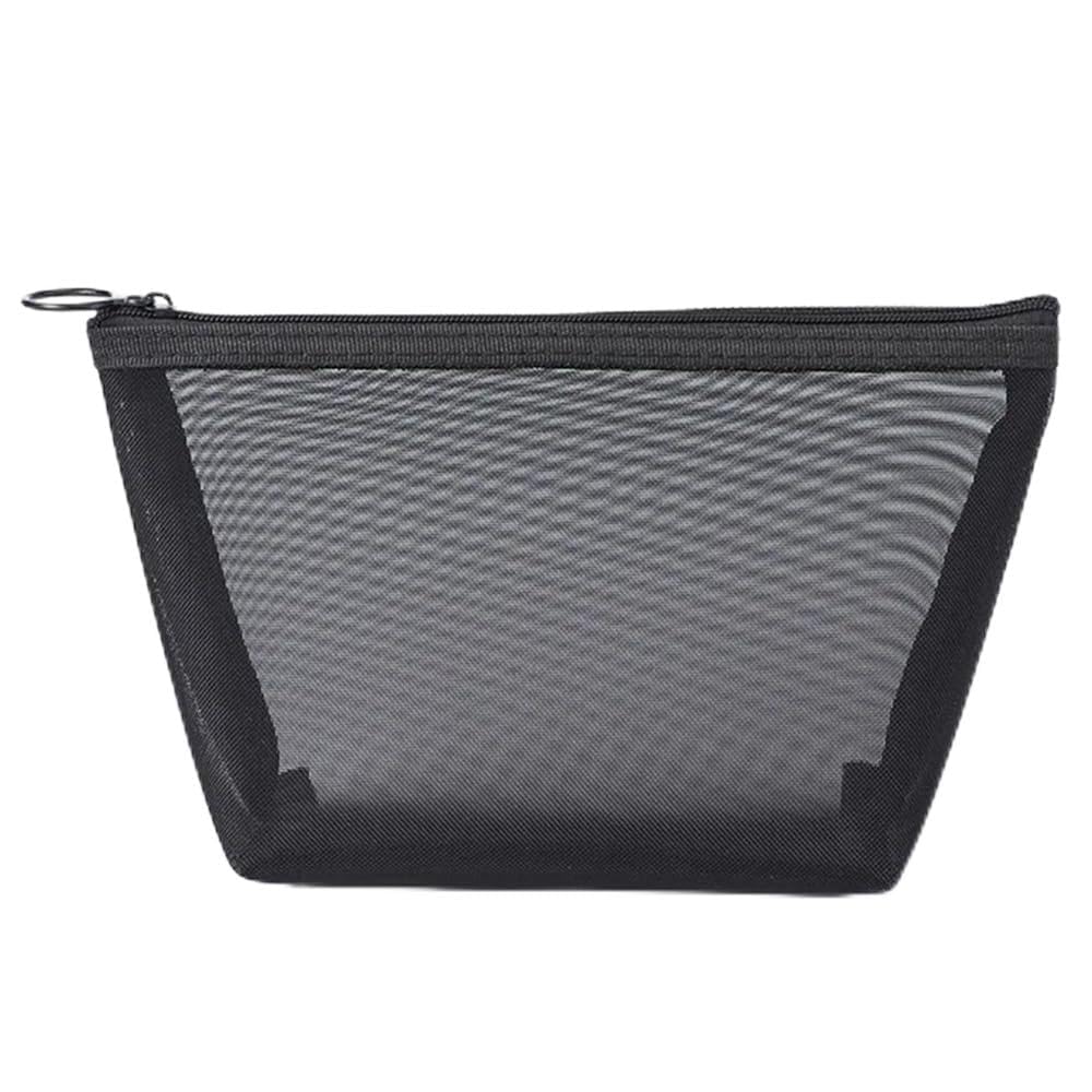 Bolsa de cosméticos de malla transparente con cremallera para mujer, organizador de moda, pequeño, grande, negro, bolsa de maquillaje
