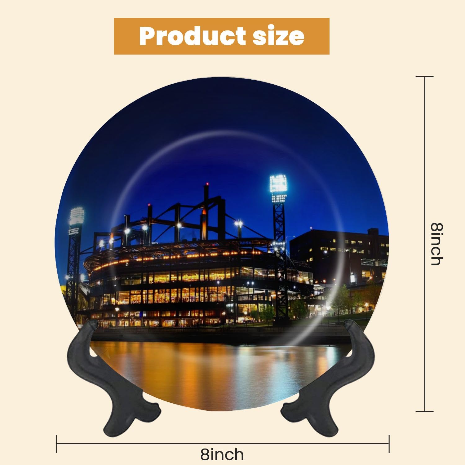 Decorative Plates for Display Night view PNC Park Gift Plates Ceramic Collections Plates Hanging Artwork for Living Dining Room Kitchen Souvenir