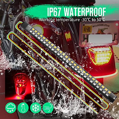 Haiseca 2Pcs 7.8'' Led Motorcycle Tail Lights,4-In-1 Fuctions Motorcycle Driving Brake Turn Signal Flexible Led Strips For Davidson Harley,Motorbike,Atv,Rv,Suv,Car.(2-Pack). #TOP3