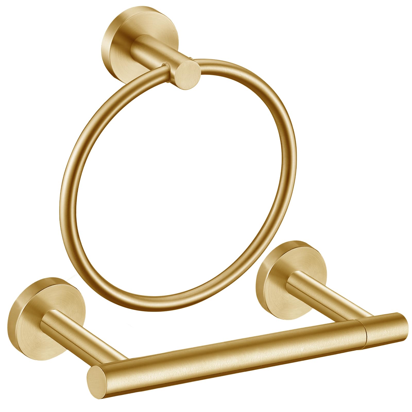 Gold Toilet Paper Holder, Towel Ring Set 2 Pieces Hand Towel Holder for Bathroom Hardware Accessories Set SUS304 Stainless Steel Sturdy Wall Mount Bathroom Holder… — Amazon image 8