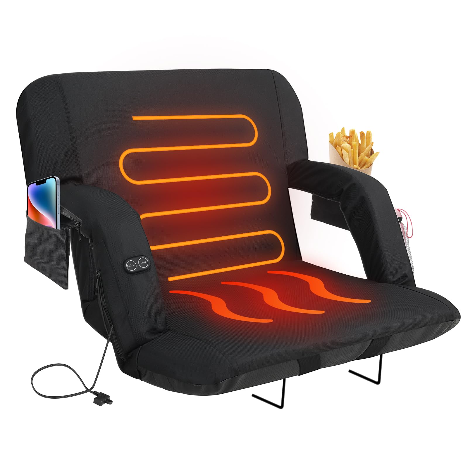 FONDGARI Double Heated Stadium Seats for Bleachers with Back & Arm