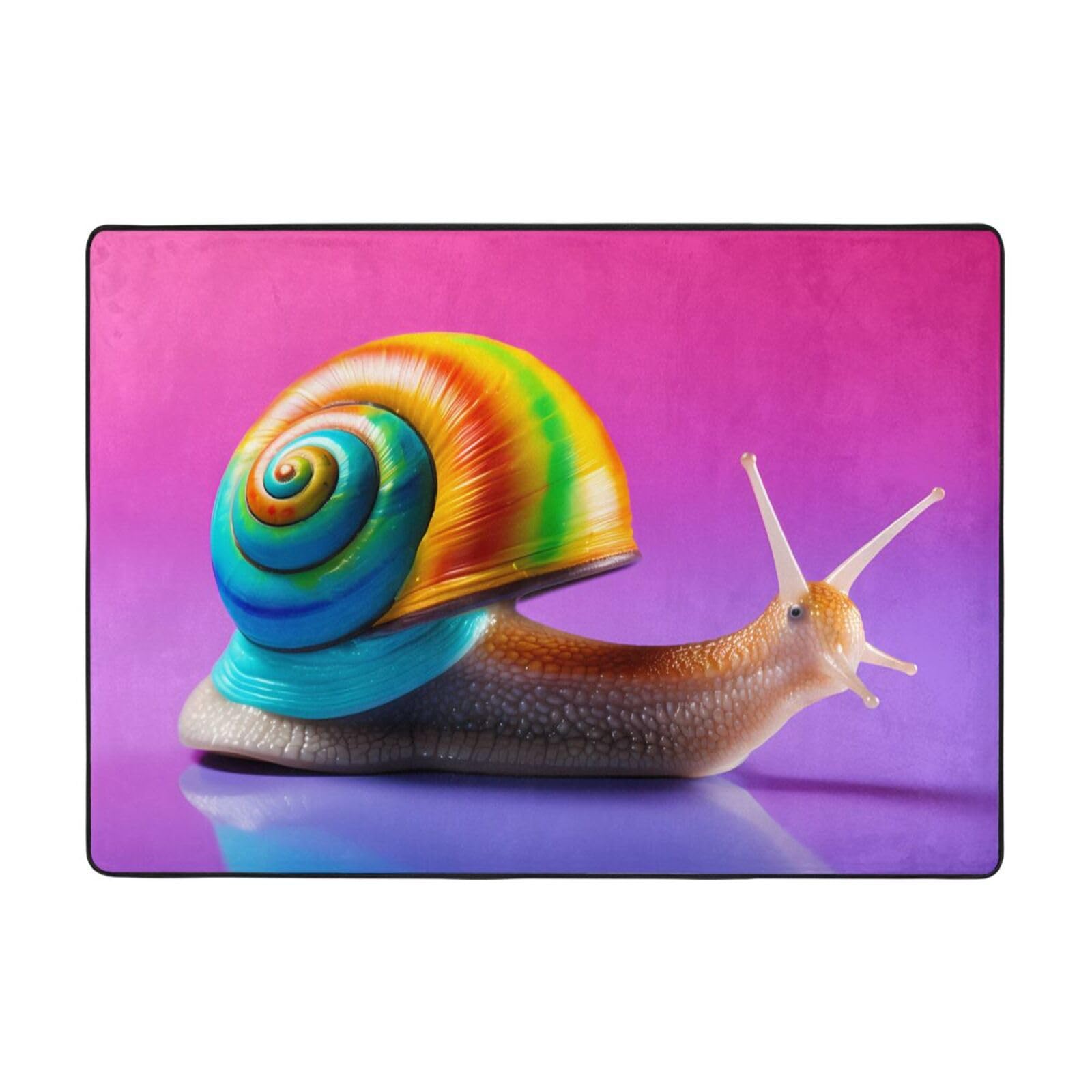 Tapis imprimé escargots colorés grand format 203x147 cm pour salon et bureau