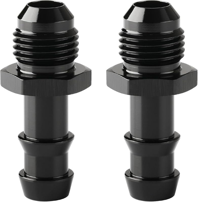 Adaptador Reto de Conexão 6AN Macho para Espigão de Mangueira 3/8" Podavelle em Alumínio Preto – 2 unidades