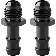 6AN Male Flare to 3/8 Hose Barb Straight Fitting Adapter Aluminum Black 2PCS