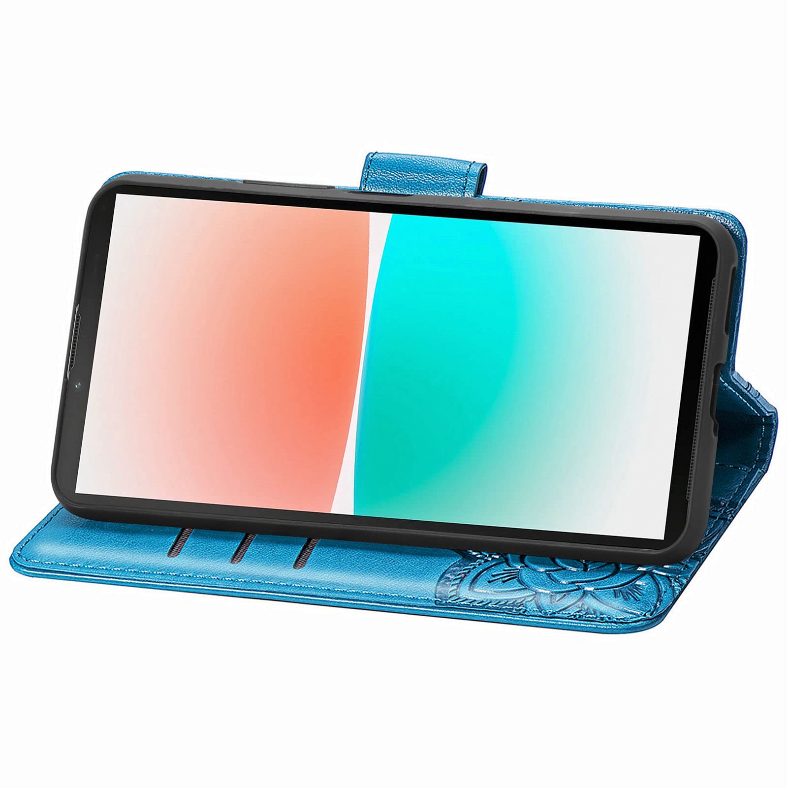 Fertuo Cover A Libro Per Sony Xperia 10 IV, Custodia Portafoglio In Pelle Blu Con Porta Carte E Chiusura Magnetica - 5