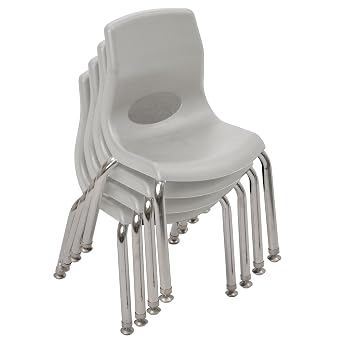 Childrens Factory MyPosture 10" H Chair, 4 Pack, Gray with Chrome Legs, AB8010GYC4, Kids Preschool, Daycare or Classroom Flexible Seating, Toddler Desk Chair