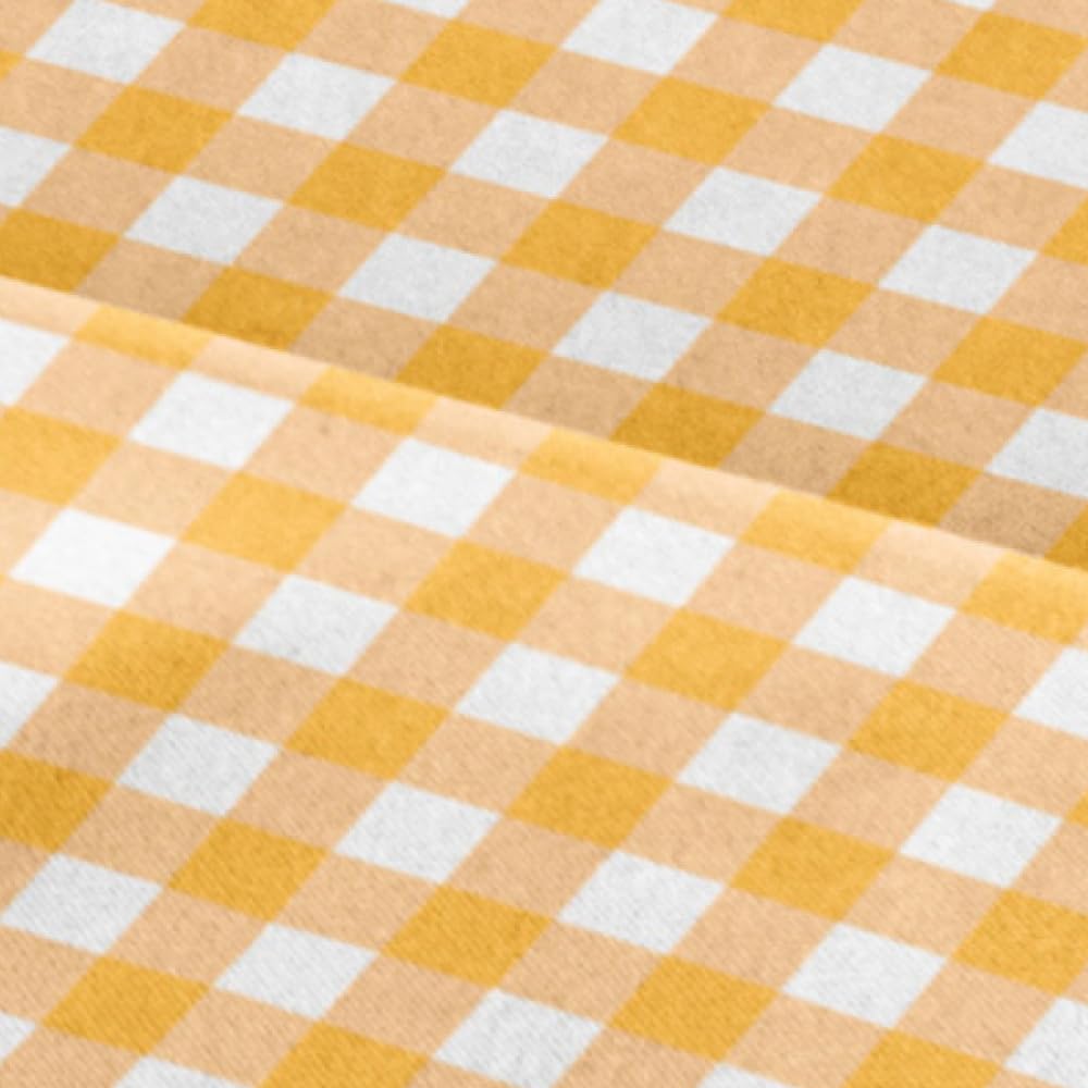 Twin XL Sheets Set, 3 Pieces 16" Deep Pocket Hotel Luxury, Orange Gingham