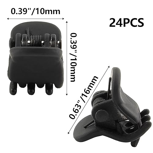 Miniatura 4 de 24 pinzas para el cabello de 0.394 in, pinzas de plástico para el cabello, pinzas de pelo negro mate para niñas, mujeres y niños