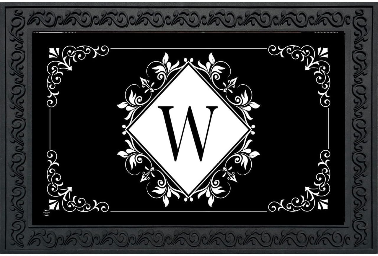Briarwood Lane Black and White Monogram W Doormat
