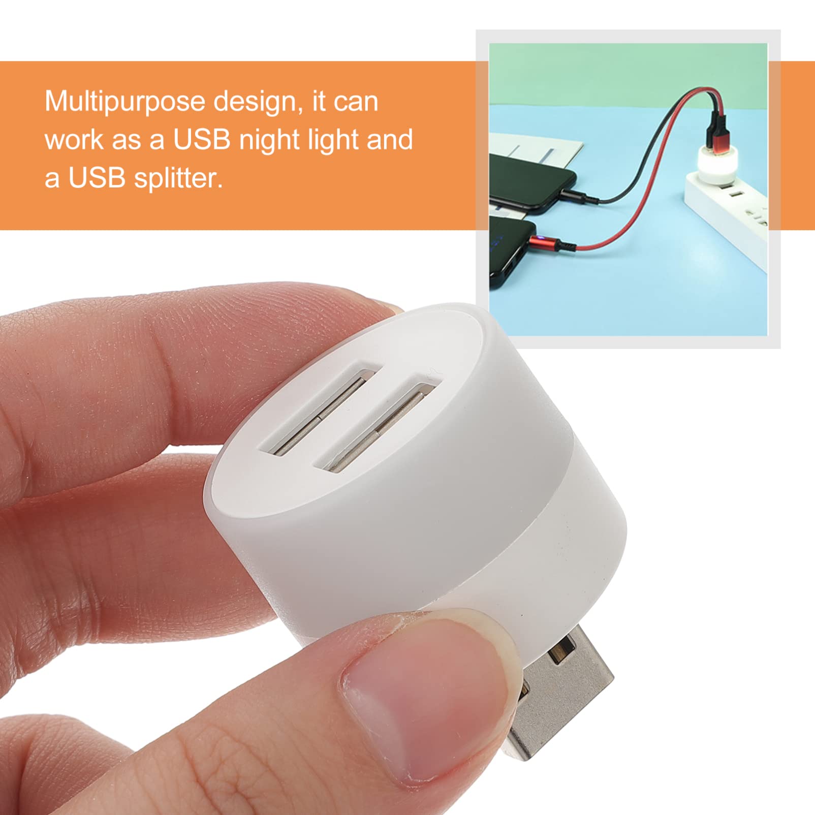 OSALADI 2pcs Usb Extender Usb Splitter Night Light Usb Adaptor Usb Spliter Kids Night Lamp Usb Type c Splitter Ambient Lighting Car Light Induction Puck Headlights Flashlight Child Usb Hub