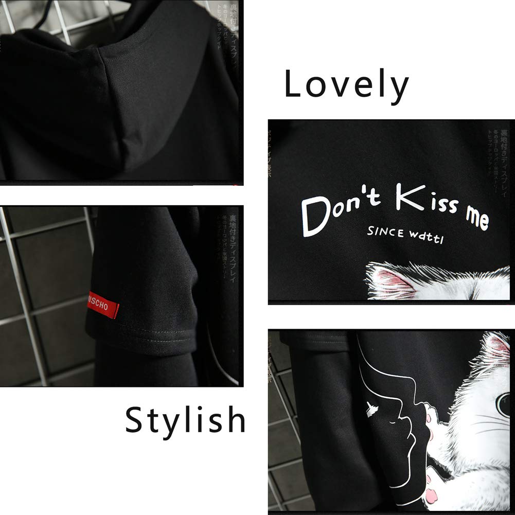 Bluza z kapturem, dla miłośników kota, unisex, z kaszmirem, ochrona przed zimnem, dla chłopców i dziewczynek, pogrubiona bluza na jesień i zimę, bardzo duża, długie rękawy, modna, spersonalizowana, ciepła kurtka męska, M-5XL