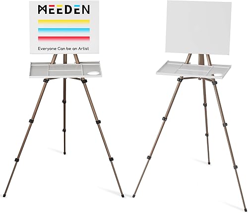 MEEDEN Plein - Caballete de aire para pintar: caballete de acuarela de viaje ajustable para adultos, trípode portátil plegable para artistas