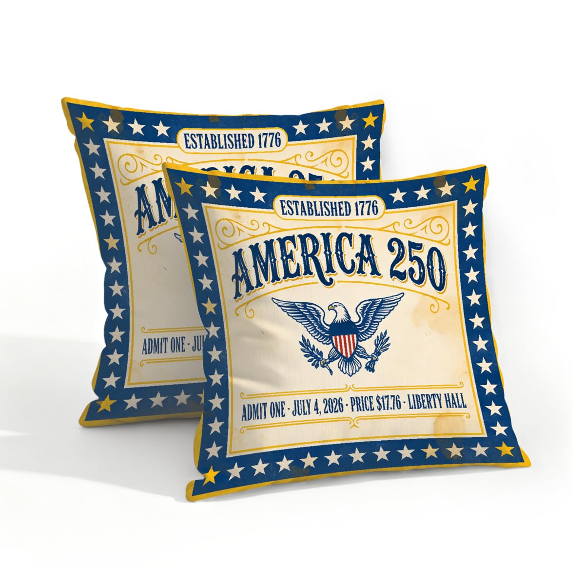 Outdoor Pillow Covers Waterproof Pillowcases 18x18in Set of 2 American Independence Day Stars 250th Decorative Throw Cushion Case for Couch Sofa Garden Patio Furniture
