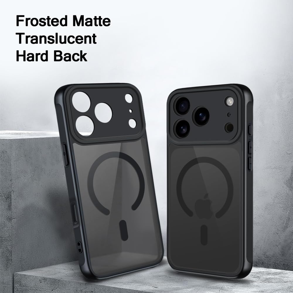 TheGiftKart for iPhone 17 Pro Max Case, Matte Frosted Hard Back Cover Compatible with MagSafe, Hybrid Shockproof iPhone 17 Pro Max Cover with Camera & Screen Protection (PC & TPU, Translucent Black) — Amazon image 4