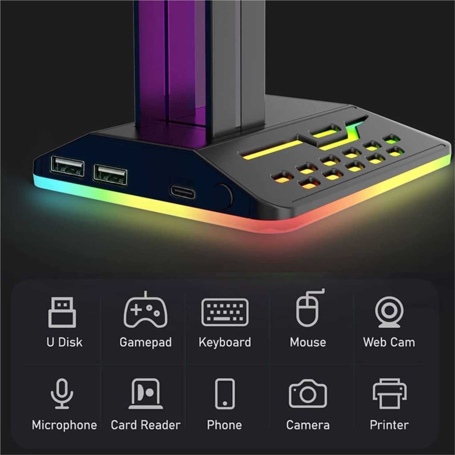 supporto per cuffie, Supporto for cuffie RGB Rack for da gioco for
