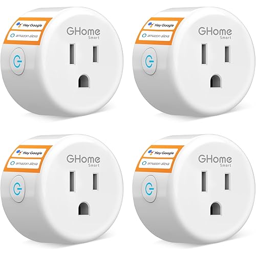 GHome Smart Mini Smart Plug, WiFi Plug Outlet Timer Smart Socket, Plugs Work with Alexa and Google Home, APP Control, No Hub Required, ETL FCC Listed, 2.4GHz WiFi Only