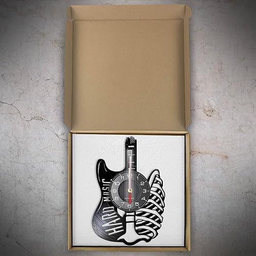 Miniatura 7 de Reloj de pared de guitarra de 12 pulgadas, moderno, decorativo, silencioso, de cuarzo, analógico, sin tictac, funciona con pilas, para amantes de la