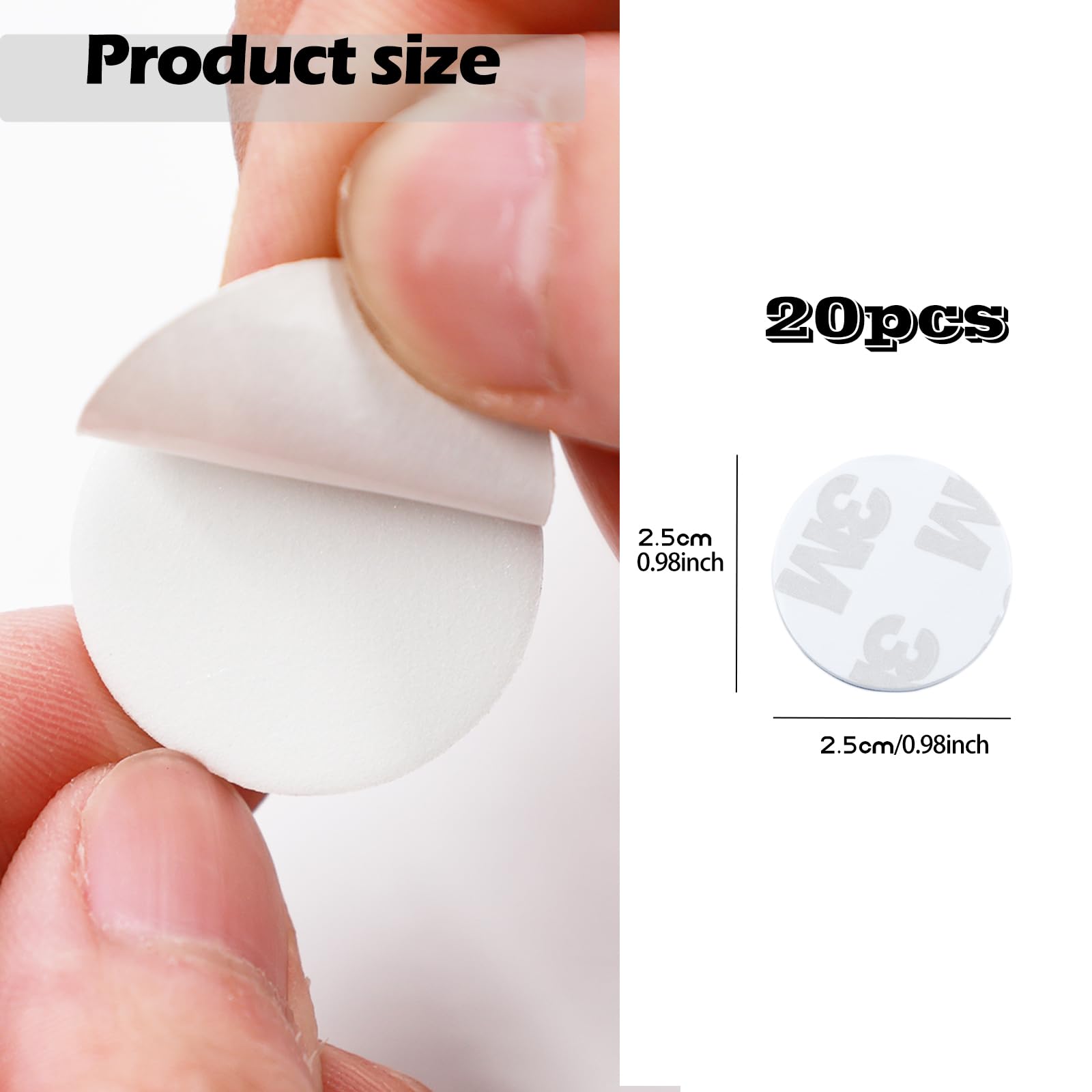 Tampons Adhésifs Double Face, Ronds En Mousse, Tampons De Montage Multifonctionnels Ruban Adhésif Pour Murs En Plastique Et Verre 20 Pièces G 601099536994233