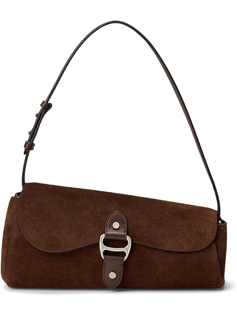 Black Lauren Ralph Lauren Suede Leather Medium Tasha East-west Shoulder Bag