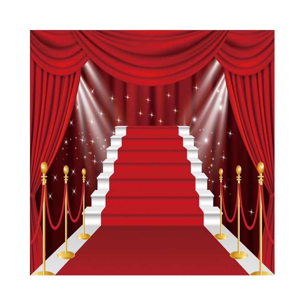 OFILA Red Carpet Backdrop 8x8ft Fabric Award Ceremony Party Pictures Movie Night Party Decoration Backdrops VIP Birthday Graduation Prom Events