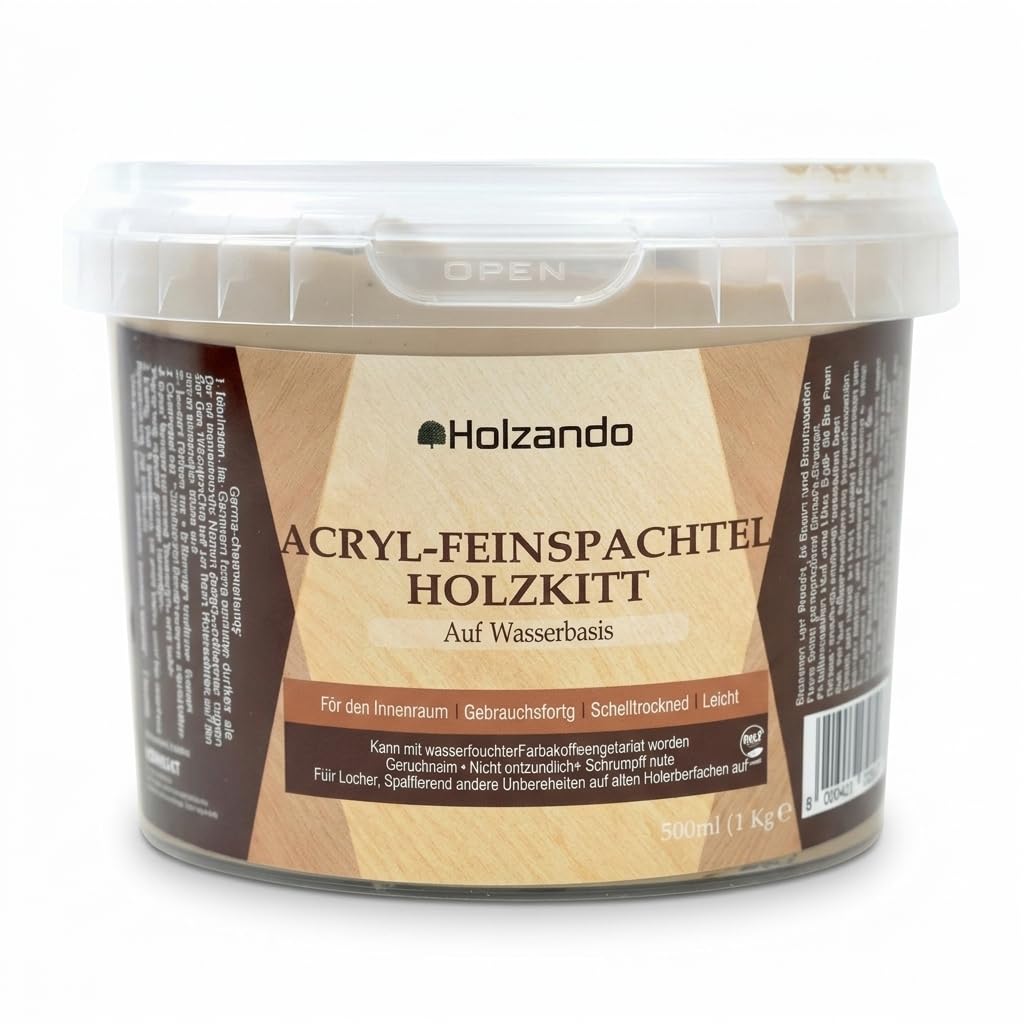 Holzando® Holzkitt Feinspachtel für Holz, OSB und Wände - Holzspachtelmasse, Holzspachtel, Fensterkitt, Wood Filler, Holzpaste, Spachtelmasse Holz, Holzfüller 250g Mahagoni 65