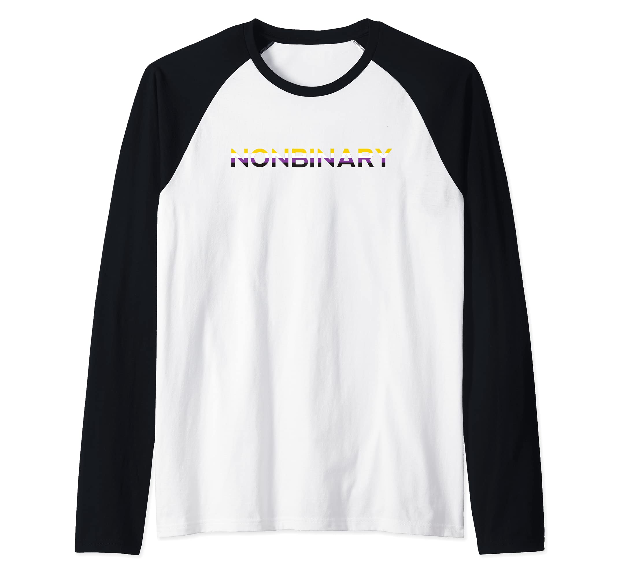 Nonbinary Flag Pride Demi Gender LGBTQIA Queer Gay Asexual Raglan Baseball Tee, Black