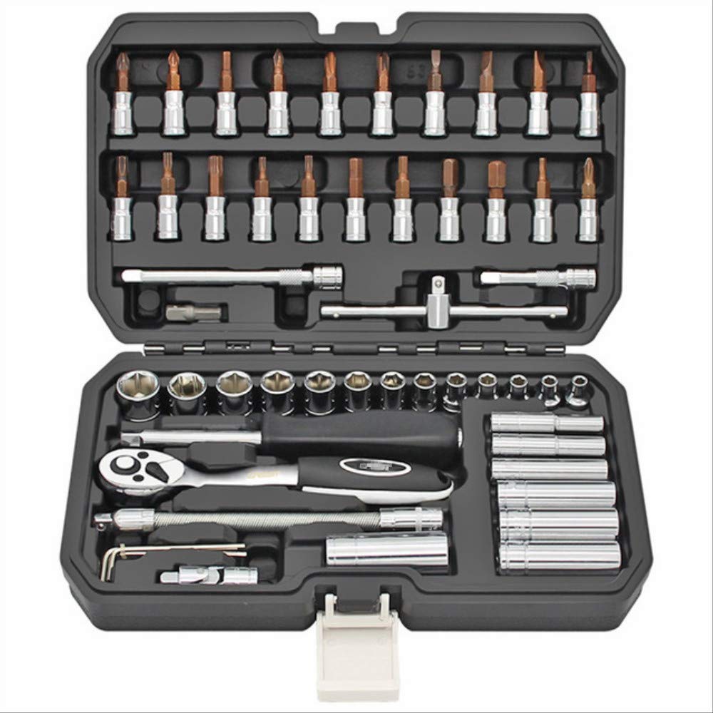 46/53 Pz Strumento Di Riparazione Auto Auto Chiave Rapida A Cricchetto Chiave Multifunzionale Kit Combinato Meccanico Professionale Con Cassetta Degli Attrezzi 56 pz