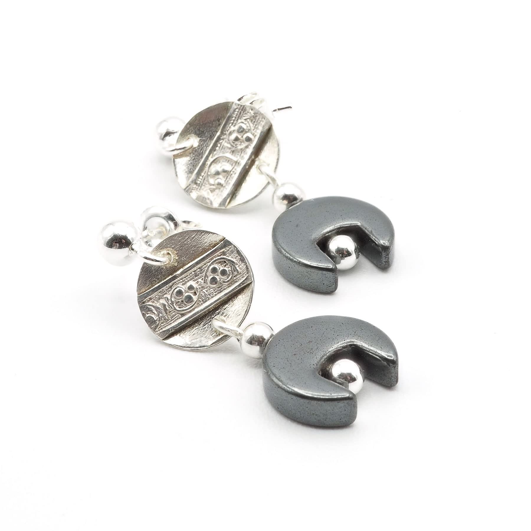 Pendientes Hematita y Plata 925