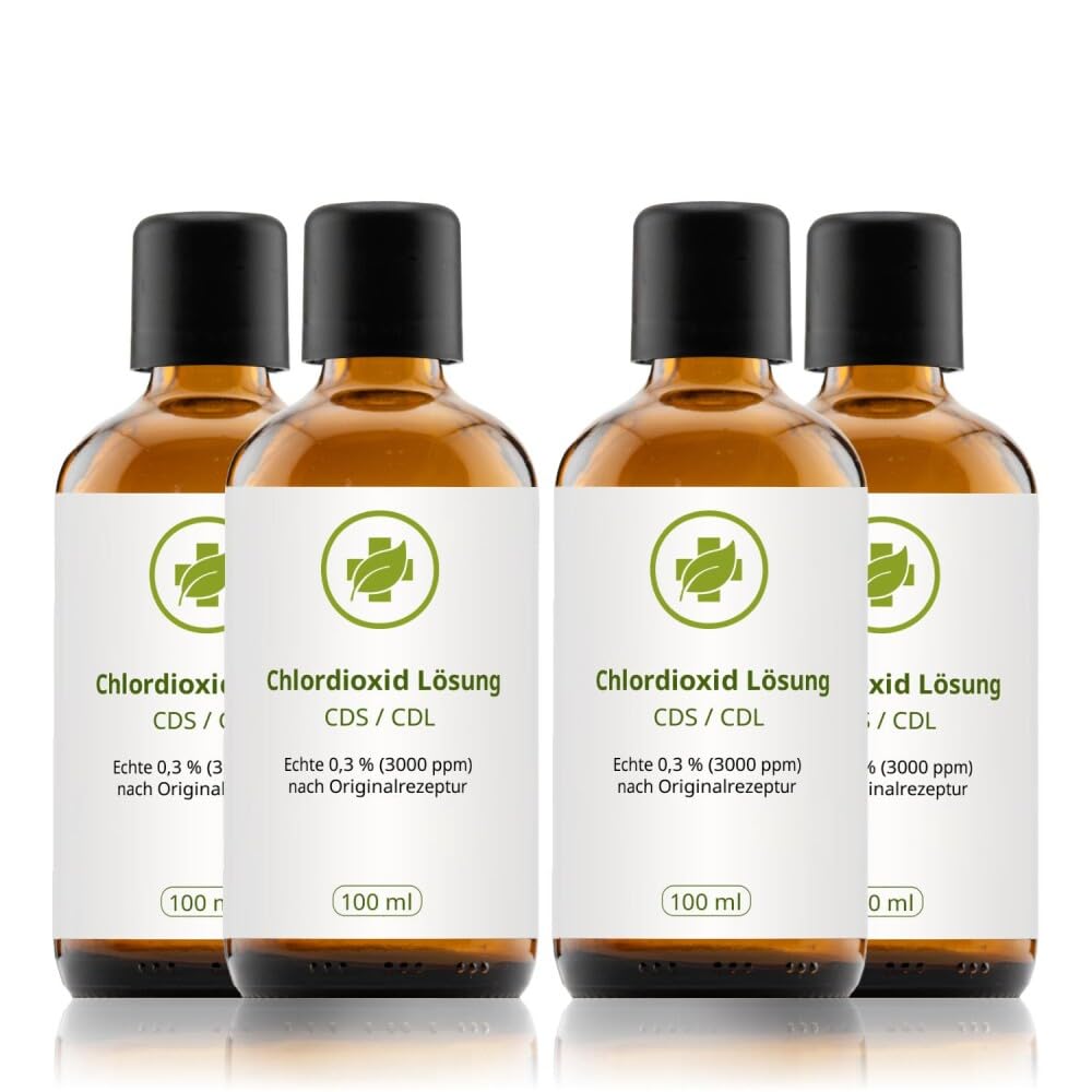 Chlordioxid Lösung (CDL) / Chlorine Dioxide Solution (CDS) 0,3% in Braunglas - 3+1 GRATIS - nach Originalrezeptur - 100 ml - 1 Komponenten Chlordioxidlösung, Trinkwasserdesinfektionsmittel