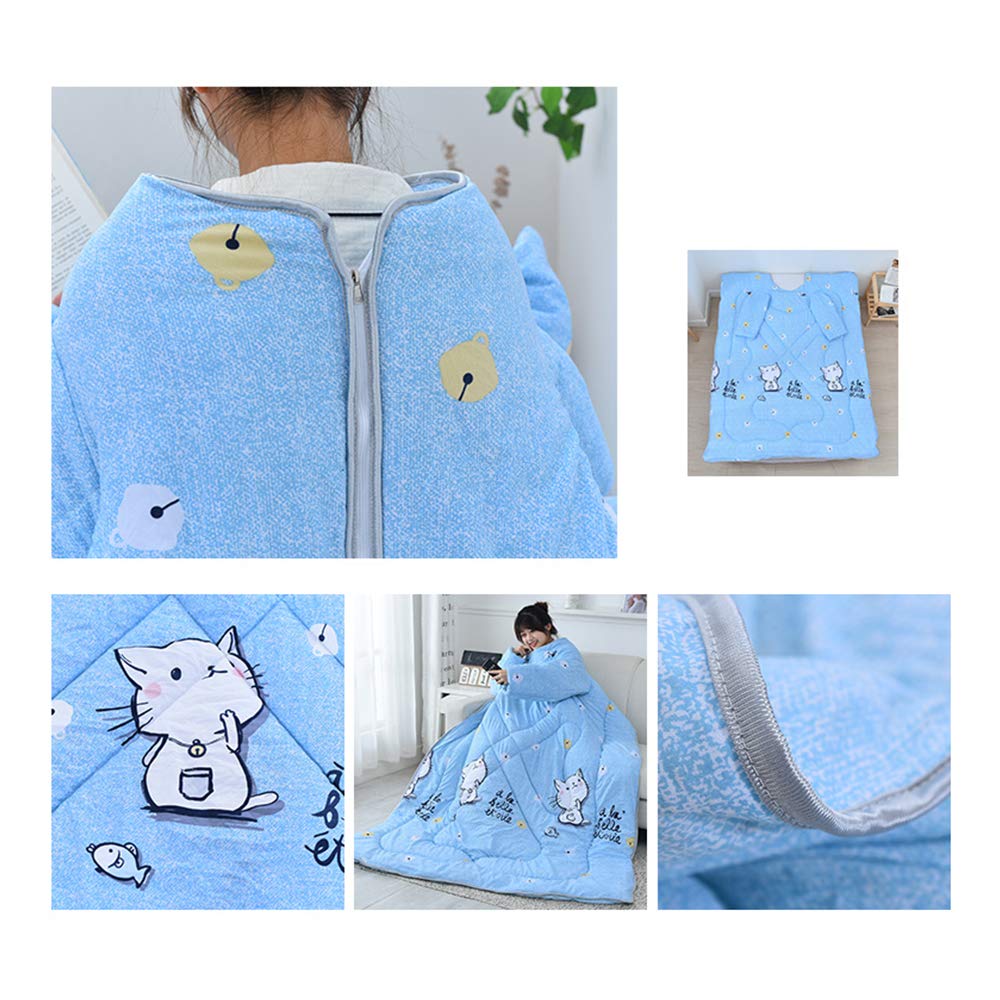Manta Infantil con Mangas, edredón Perezoso portátil con Cremallera, Saco de Dormir de algodón cálido, edredón Grueso del Cabo, Capa a Prueba de Viento para la Oficina en el hogar 47 * 63in,d