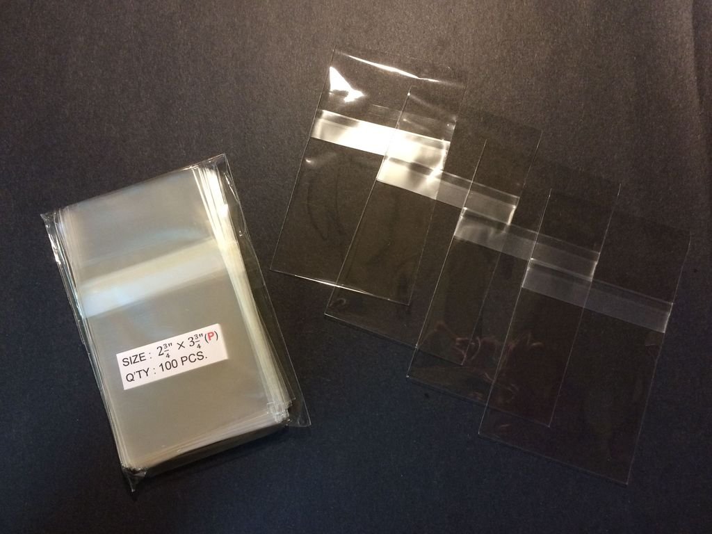 100 Pcs 2 3/4 X 3 3/4 (P) Clear Resealable Cello Cellophane Bags Good for 2x3 Item, Business Card - Tape Strip on Body (by UNIQUEPACKING) by UNIQUEPACKING INC