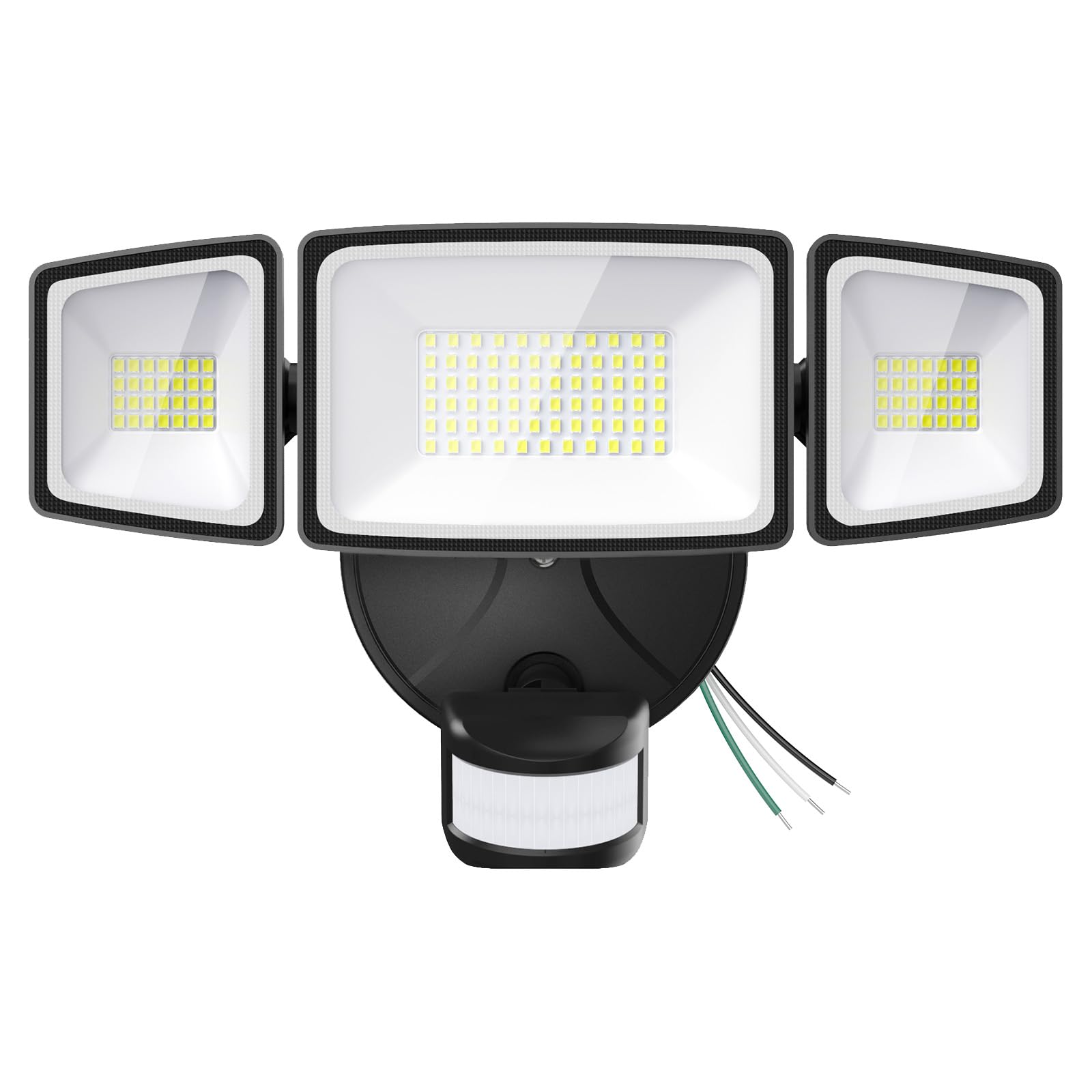 Onforu 65W LED Security Lights Motion Sensor Light Outdoor, 6500LM, 6500K, IP65 Waterproof, Flood Light Outdoor Motion Detector with Adjustable 3 Head, Hardwired Wall Light for Entryway, Yard, Garage