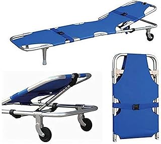 Portable Folding Stretcher, Lightweight Aluminum Alloy Folding Stretchers with Wheels and Backrest Medical Emergency Stret...
