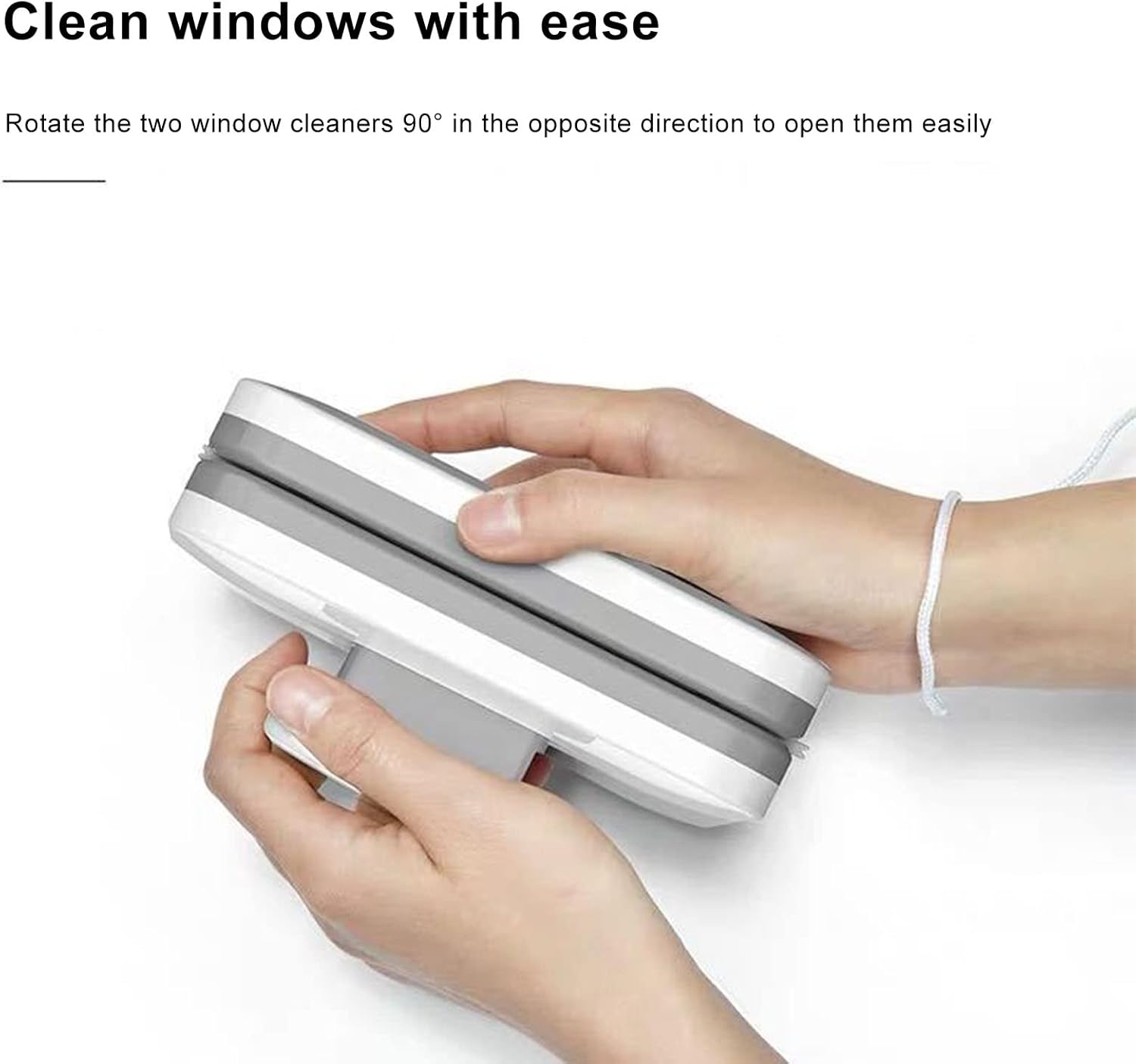 Double Sided Window Cleaner,Magnetic Window Cleaner Tool, Large Handle High Safety Sturdy Plastic Window Cleaning Tool for 3 to 10mm Glasses