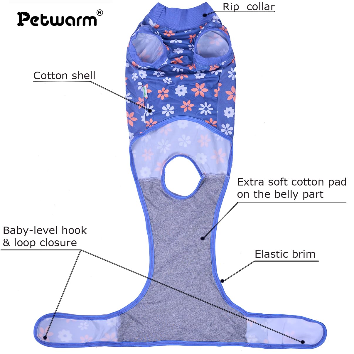 PetWarm Dog Onesie for Surgery Female Bodysuit for Abdominal Affected Areas Sensitive Skin Areas - Image 2