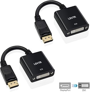 DisplayPort to DVI Adapter, LSVTR DP to DVI Adapter Converter Male to Female Support 1080P Compatible with HDTV, Laptop, PC, Monitor, Projector (2 Pack)