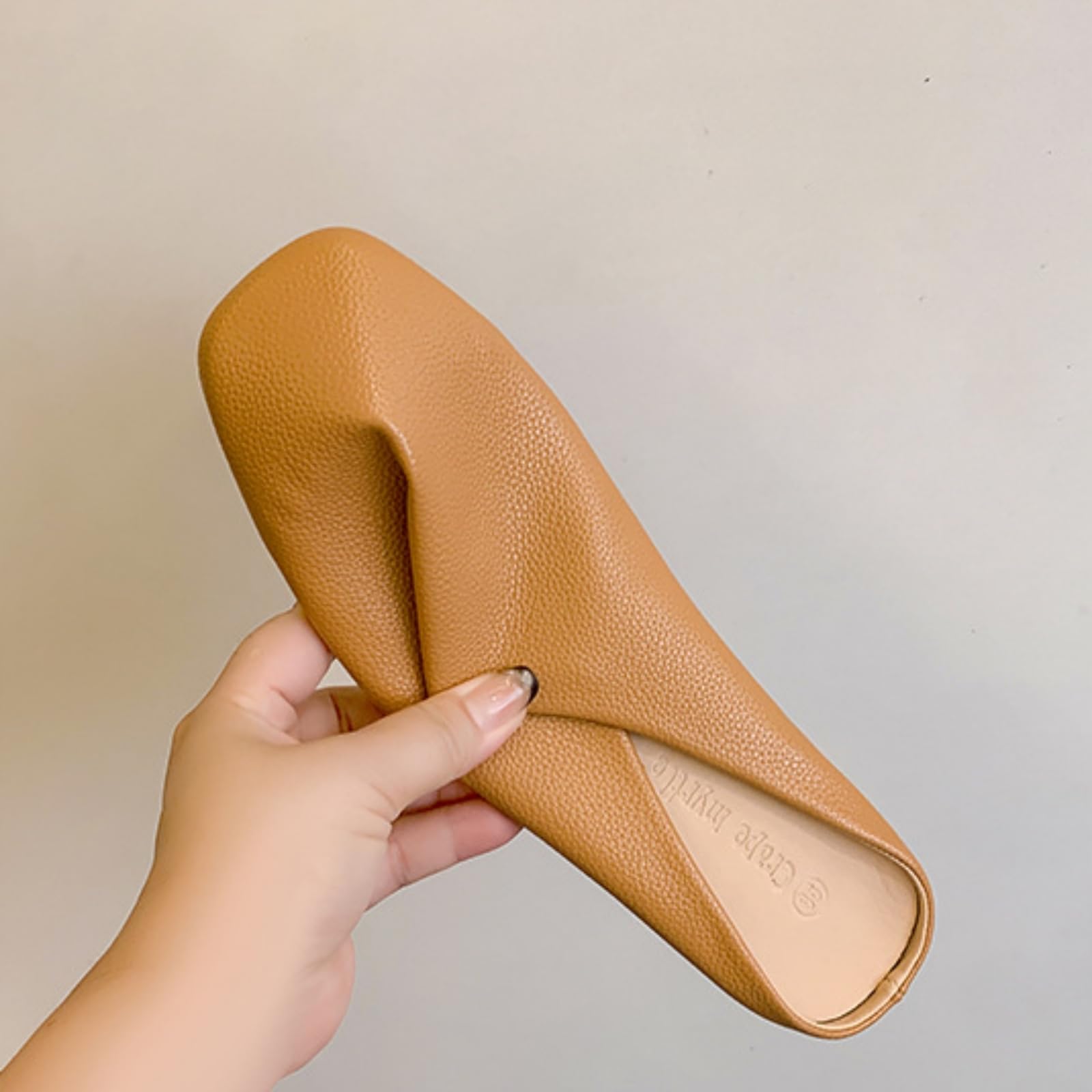 Zoccoli Sanitari Donna Scivole da Mulo Piatto Minimalista delle Donne, Morbido Scivolo Quadrato in Pelle Falsa sulle Ciabatte, Suola Gomma Resistente-brown-37