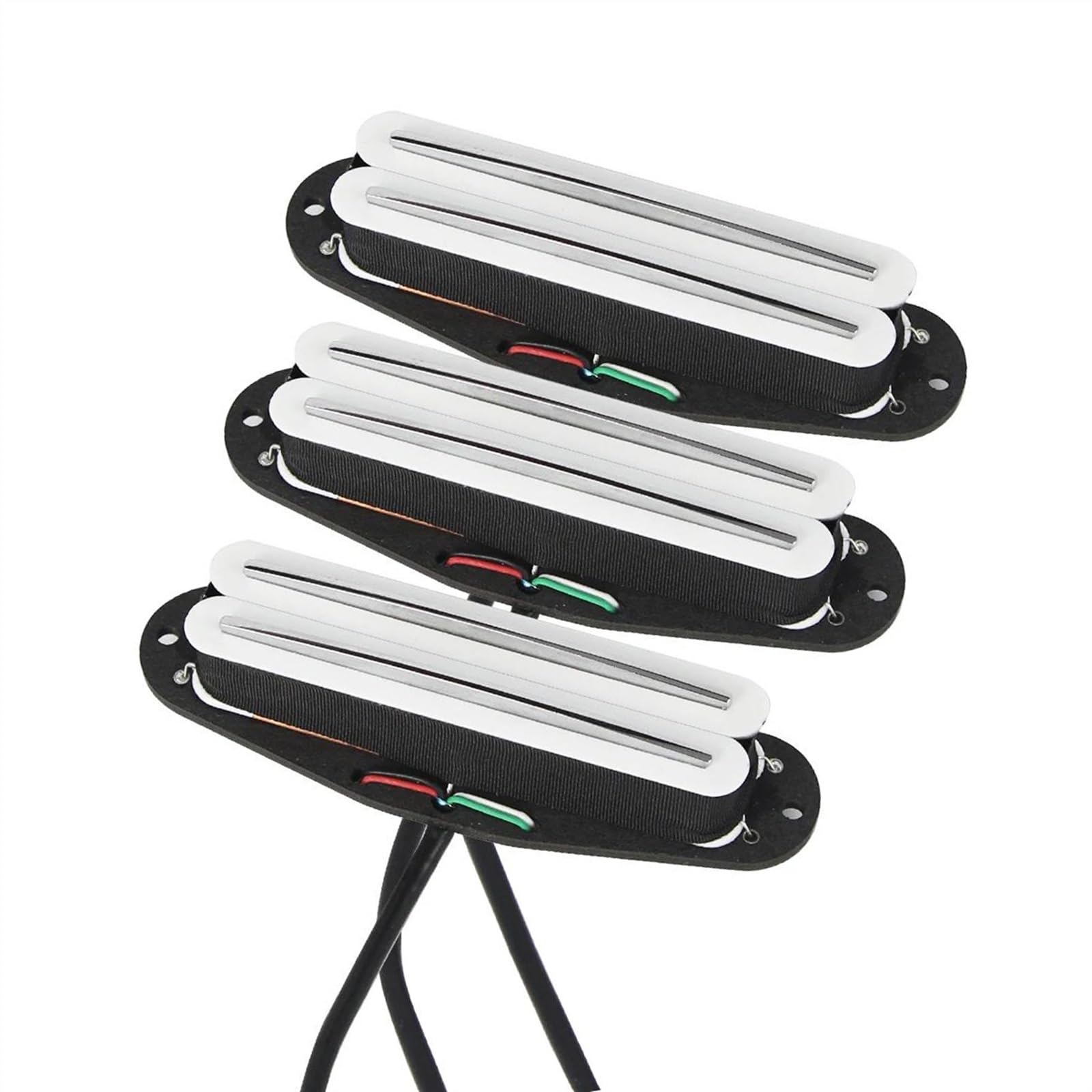 E-Gitarre Pickups Set Weißer Satz Alnico 5 Hot Dual Rails Pickups Mini Humbucker 9K+9K+12K Für SSS-E-Gitarrenteile