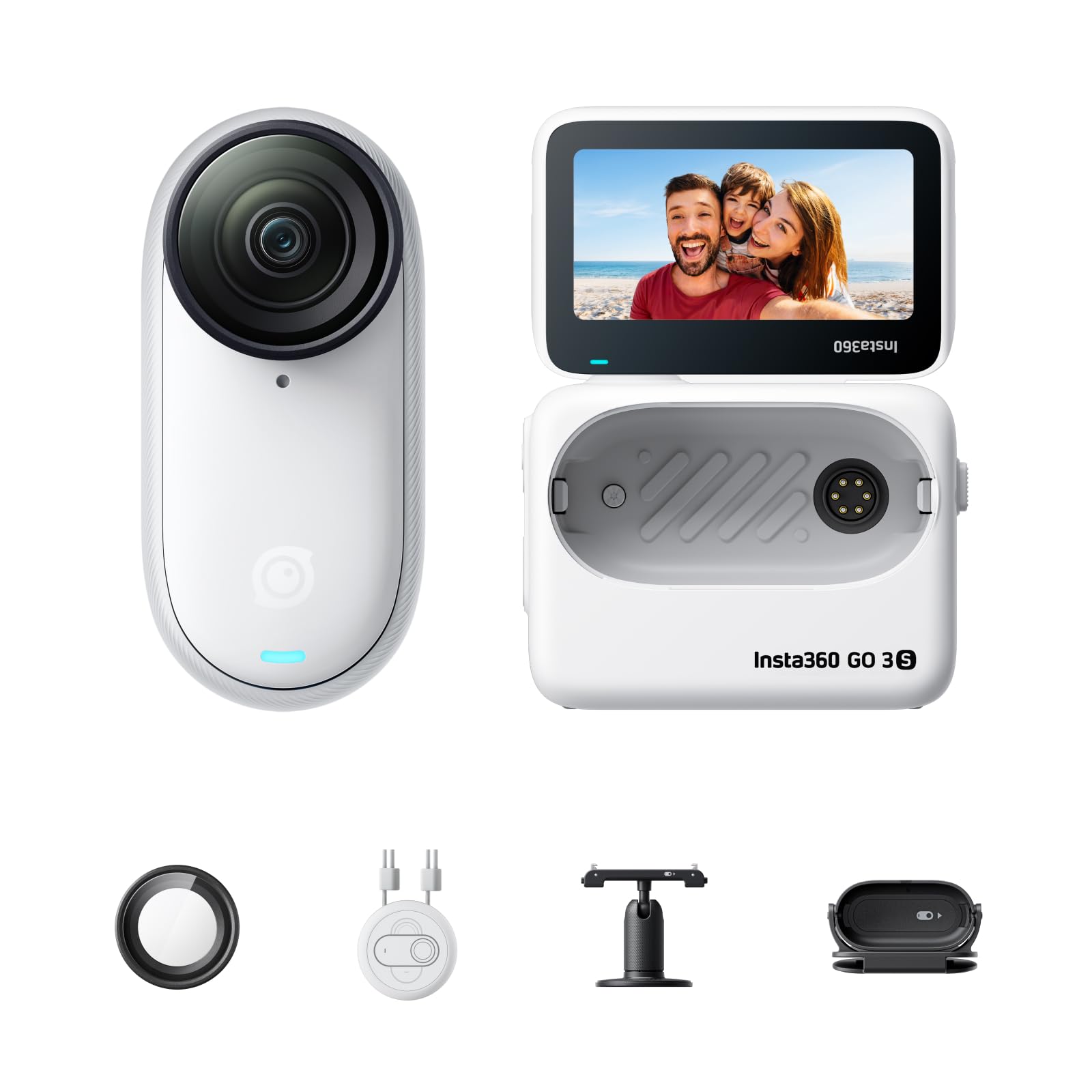 Insta360 GO 3S 64GB - 4K Tiny Portable Vlogging Camera, Hands-Free POVs, Mount Anywhere, Stabilization, 140 Min Battery Life, 10m Waterproof, AI Editing, For Vlog, Travel, Outdoor