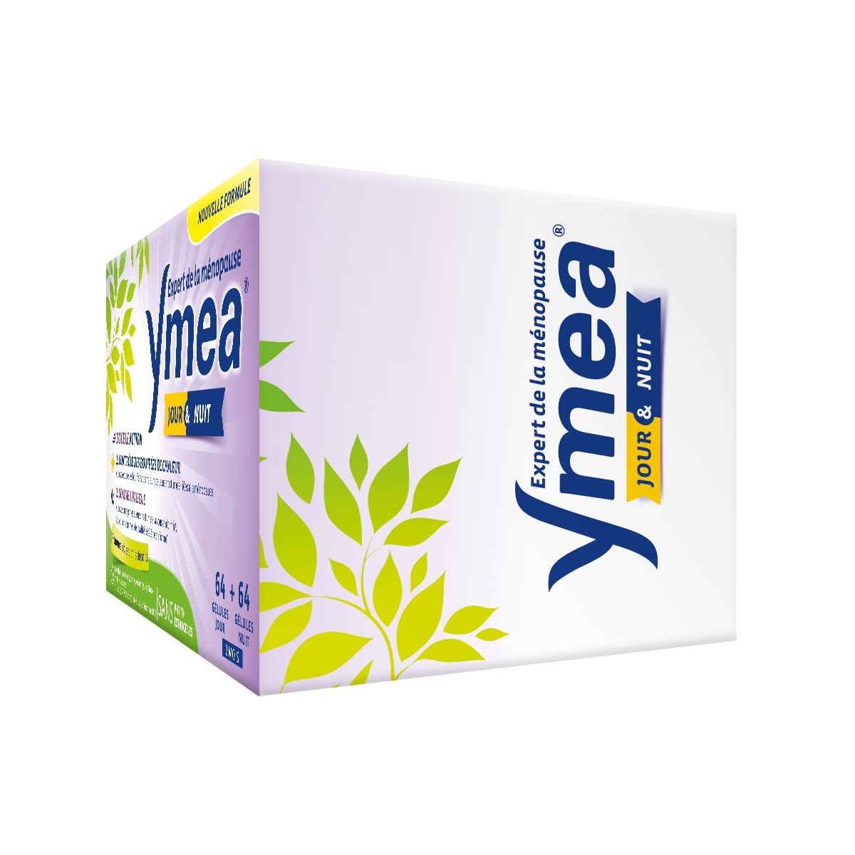 Ymea Jour & Nuit - Complément Alimentaire ménopause1 - actifs végétaux et vitamines - contrôle des bouffées de chaleur1 et sommeil paisible2;3-128 gélules - 2 mois