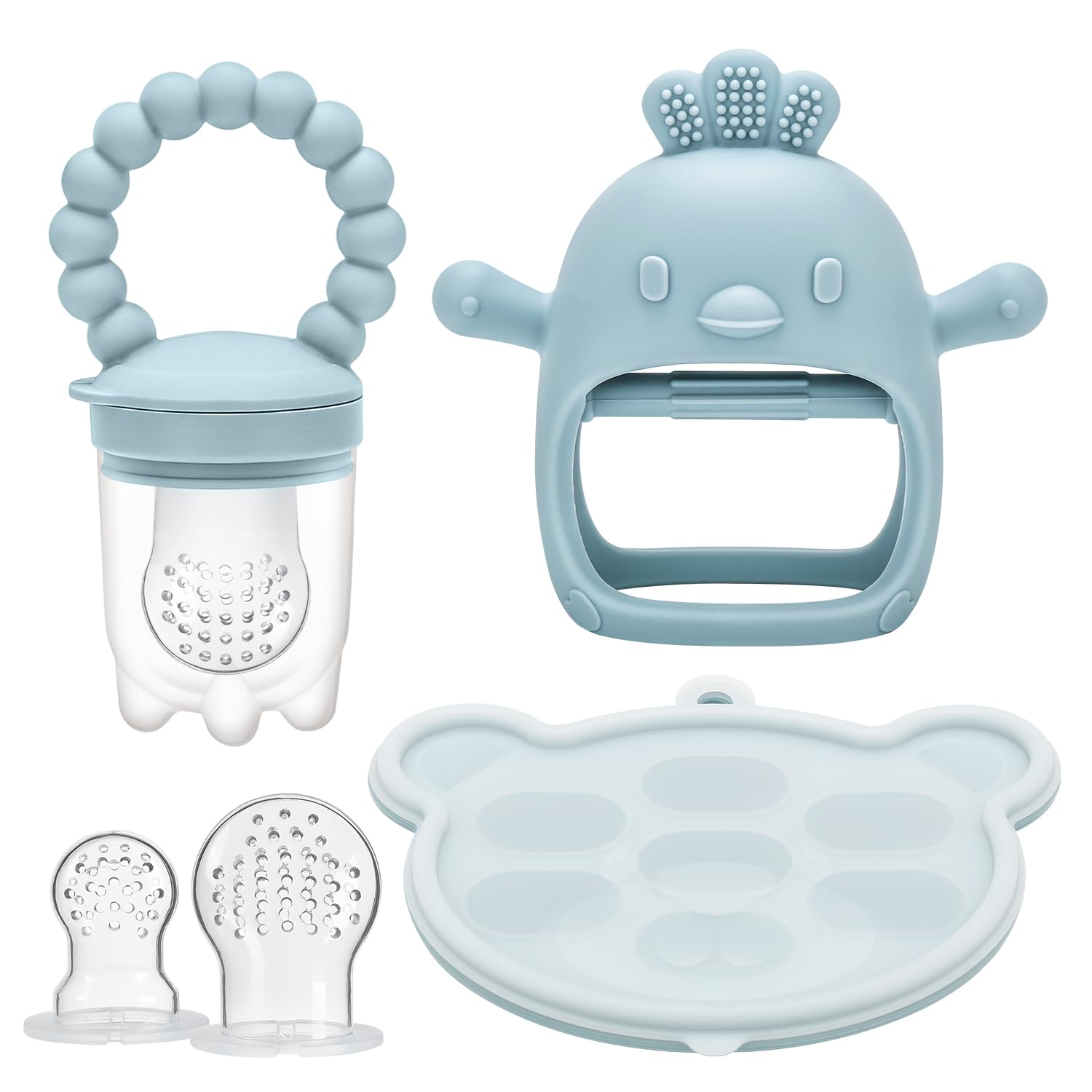 CLDY Baby Fruit Food Feeder & Breastmilk Popsicle Freezer Molds, Baby Food Dummy Feeder, BPA Free Silicone Teether for Toddler Infant for 3 Month+ Toddler Teething & Infant Self Feeding (Blue)