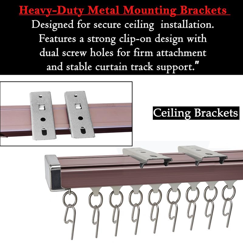 Image of MetDeals Aluminium Deluxe Silent Channel Curtain Track with Connector & Runners & Ceiling Fit,Hook,End Caps, Screw & Wall Plug|Curtain Rail System for Home & Office(Rosegold,5+5 Feet)