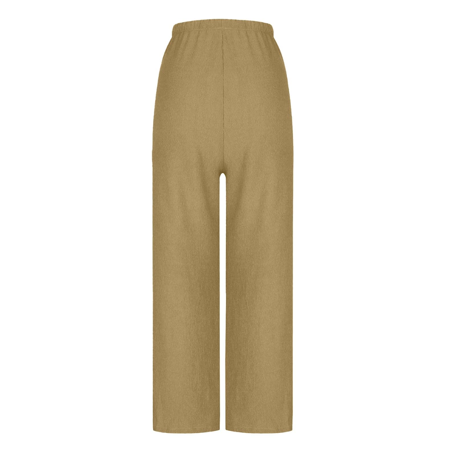 Pantalon Fluide Femme Été Fluide Plissé Taille Haute Elastique Décontractés Pantalons Mode Confortable Jogging Plage Rétro Pants Léger Respirant Pantalon avec Poches