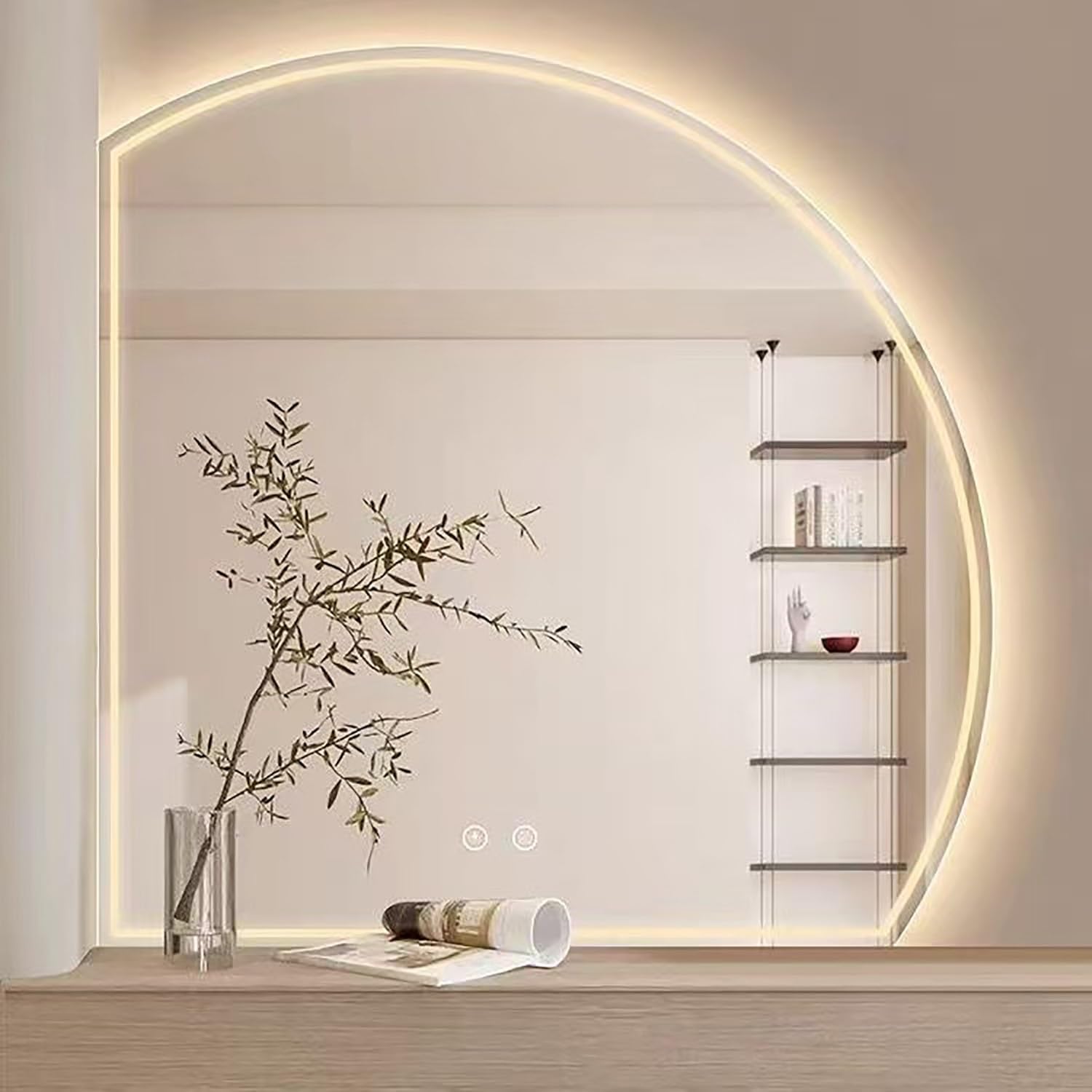 Halbmond-LED-Wandspiegel für Badezimmer & Make-up, Anti-Beschlag-Funktion, Slish & Functal Design, perfekt für Heimdekoration und Beau Routine