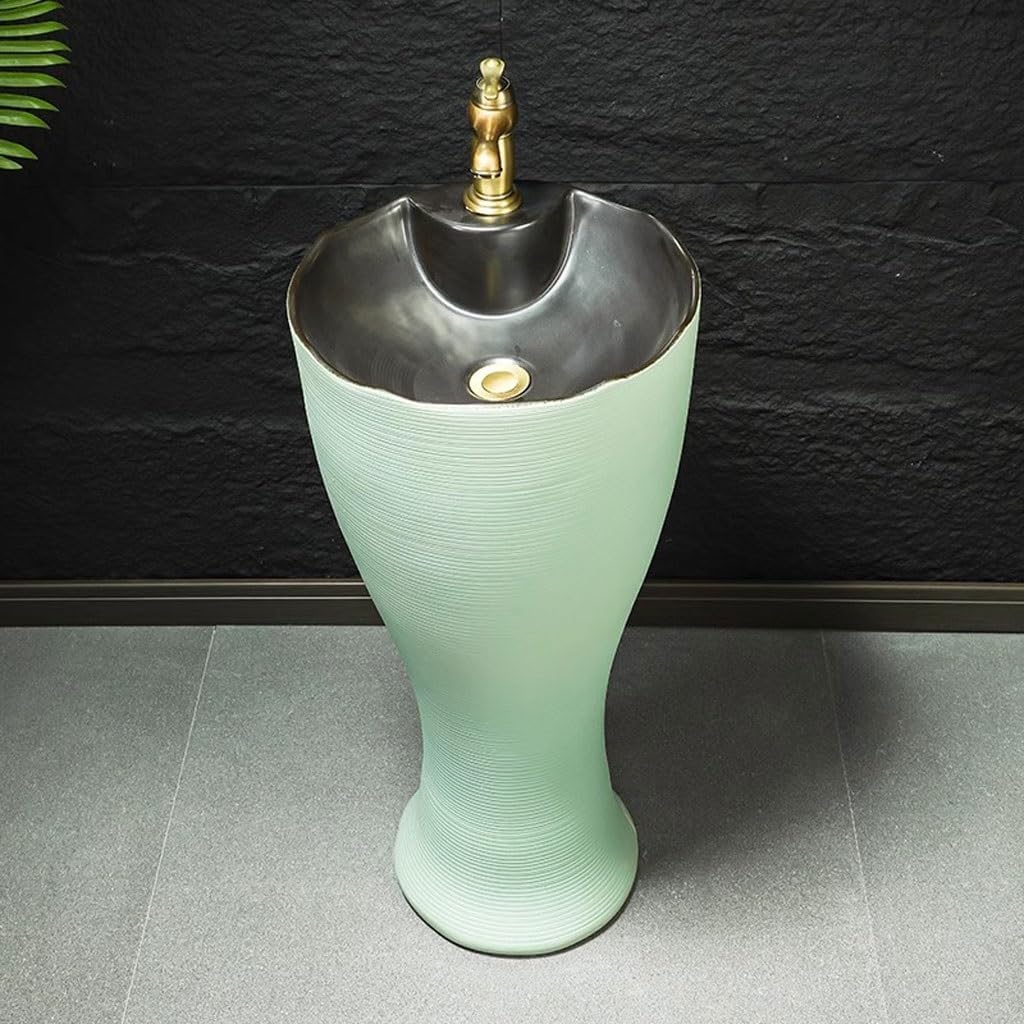 Pedestal Sinks Outdoor Courtyard Bath Basin Garden Art Column Washbasin Hotel Ceramic Bathing Pool Bathroom Sink (A)