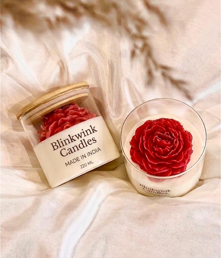Romantic Gift Candle | Wax Rose Flower Preserved in Glass Jar-image-11