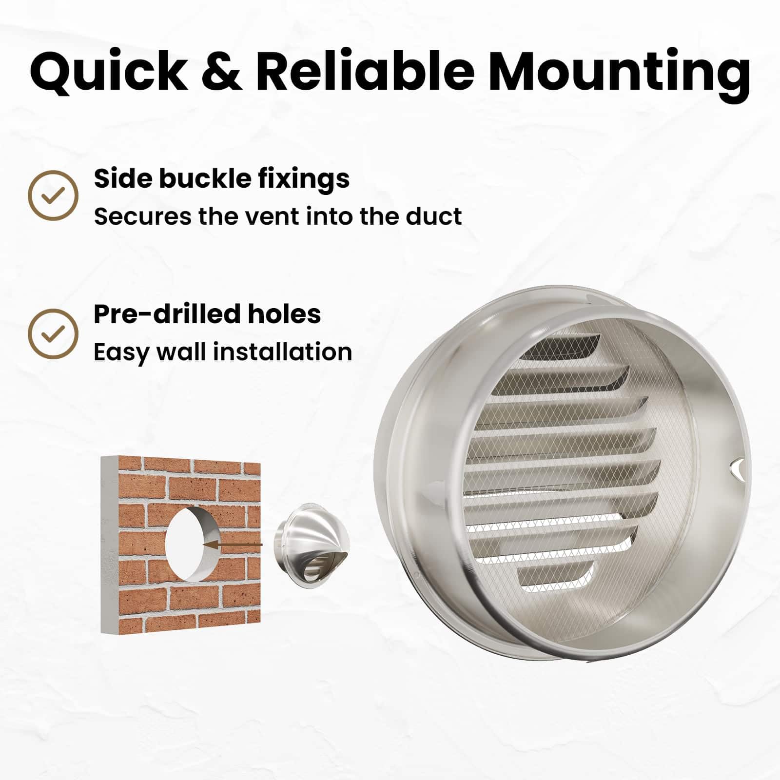 vidaXL Rejilla de ventilación de aire, 8 unidades, color plateado, 200 mm, acero inoxidable, cubierta de salida de aire, cocina, baño, diseño moderno de acero inoxidable, ideal para interiores y