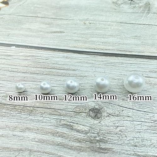 Miniatura 3 de 500 cuentas de perlas blancas de 0.315 pulgadas (0.315 in), cuentas redondas con agujeros para costura, manualidades, decoración, pulseras,