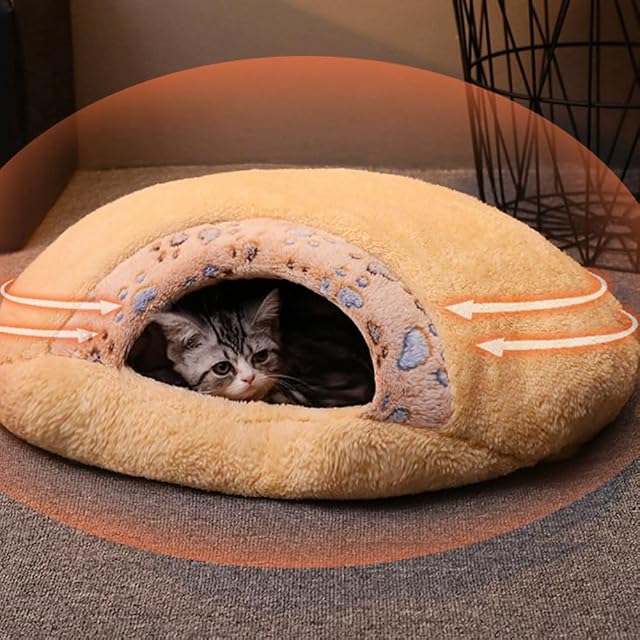 Foto 5 de 6 de Lahdrhab Cama de Invierno para Gatos, Cueva de Madriguera de Felpa Suave