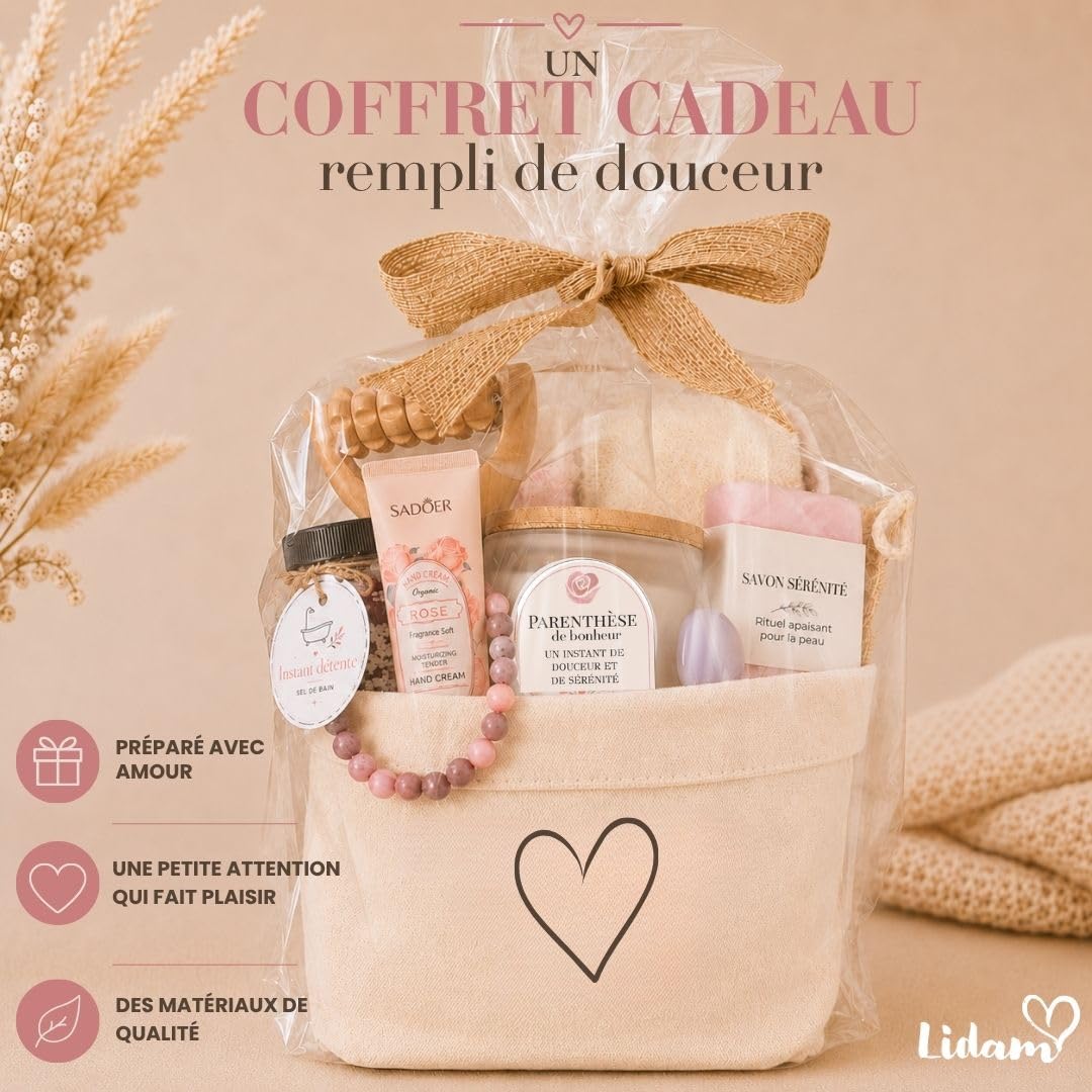 Coffret Cadeau Bien-Être Femme | Panier Cadeau Détente et Relaxation | Cadeau Femme Anniversaire | Idée Cadeau Meilleure Amie, Maman ou Sœur